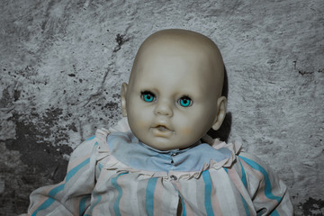 Scary demonic doll in the basement
