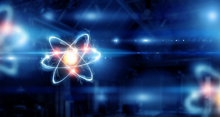 Atom molecule. Mixed media