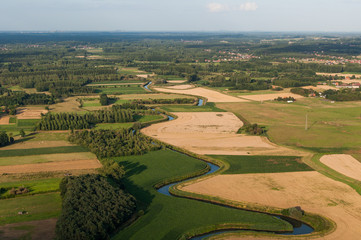 Aerial of Demer river at Langdorp