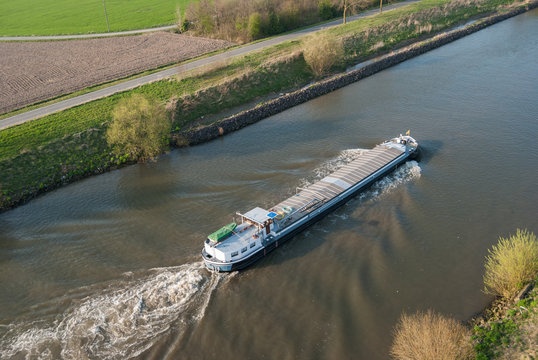 Barge boat at Belgian Leie Canal