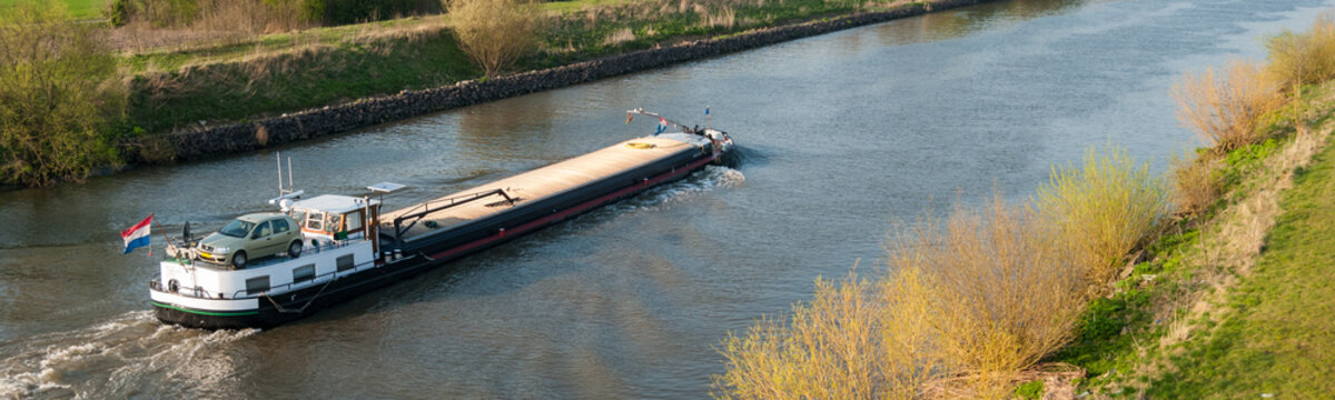 Barge boat at Belgian Leie Canal