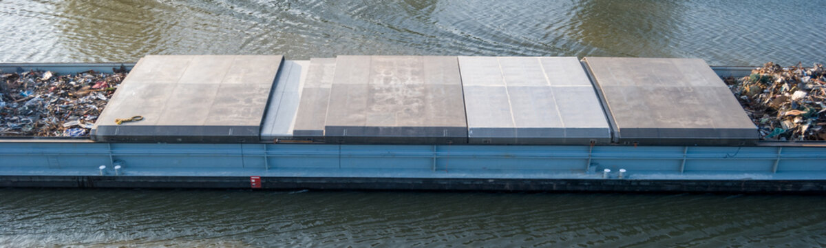 Barge boat at Belgian Leie Canal