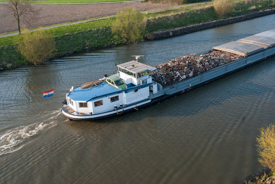 Barge boat at Belgian Leie Canal
