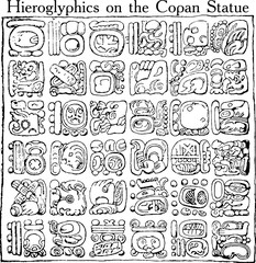 Mayan hieroglyphics isolated on white