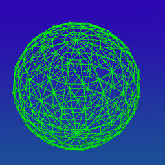 Green illuminated globe space structure 3D illustration 2. on dark blue background. Global connection concept. Collection.