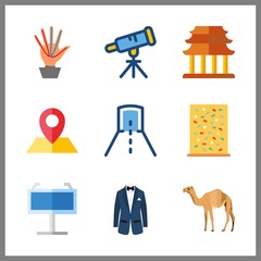 silhouette icons set. greece, east, meteorology and dune graphic works