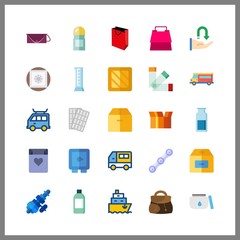 container icons set. future, adhesive, lunch and drink graphic works