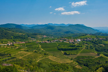 Fototapeta na wymiar The landscape near the historic Slovenian village of Smartno in the Goriska Brda area in Primorska 