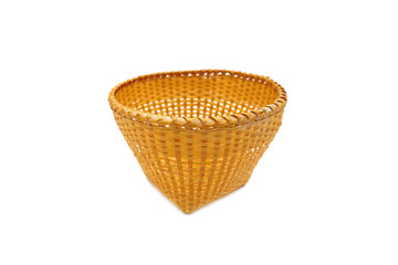 Bamboo basket isolated on white background.