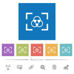 Camera white balance setting flat white icons in square backgrounds