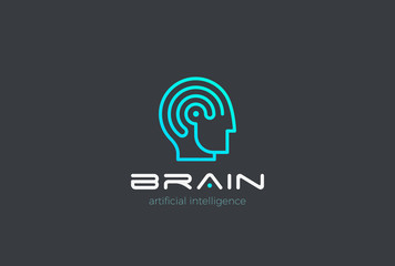 Man Robot Brain Artificial Intelligence Logo vector Automation
