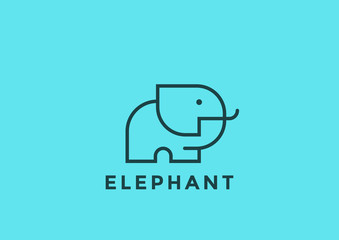 Elephant Logo vector design geometric Linear Logotype icon