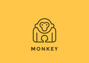 Monkey Logo vector design geometric Linear. Gorilla icon
