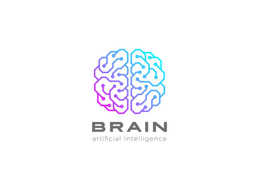 Brain Artificial Intelligence Logo design vector. AI Brainstorm