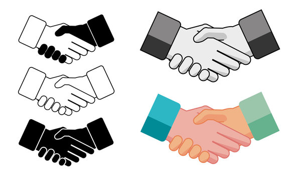 Poign&eacute;e de mains - accord professionnel en version couleurs, niveau de gris et 1 couleur (flocage)
