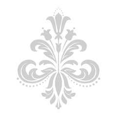 Damask graphic ornament. Floral design element. Grey vector pattern