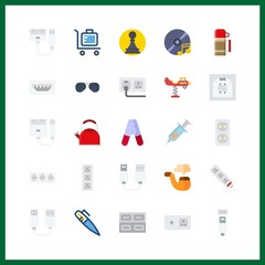25 plastic icon. Vector illustration plastic set. pawn and pipe icons for plastic works