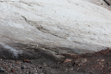 Glacier on the slope of Mount Elbrus in the North Caucasus in Russia.