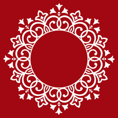 Decorative frame Elegant vector element for design in Eastern style, place for text. Floral red border. Lace illustration for invitations and greeting cards