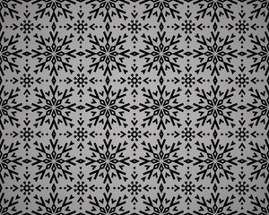 Fototapeta premium Abstract geometric pattern with lines, snowflakes. A seamless vector background. Grey and black texture. Graphic modern pattern