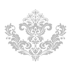 Damask graphic ornament. Floral design element. Grey vector pattern