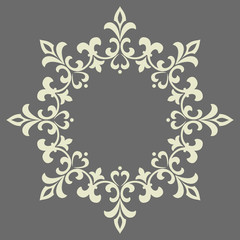 Decorative frame Elegant vector element for design in Eastern style, place for text. Floral grey border. Lace illustration for invitations and greeting cards