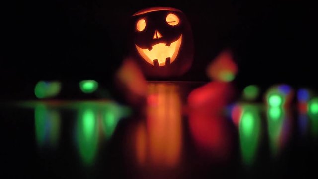 Hand light and Halloween Pumpkin face