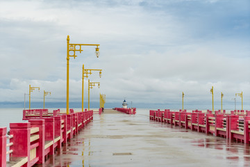 landscape of Saran-way Bridge after the rain at Prachuap Khiri Khan, thailand.