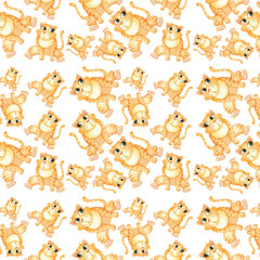Yellow cat seamless pattern