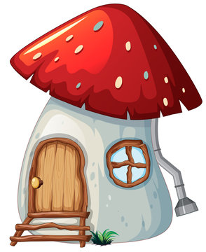 Mushroom house on white backgroud