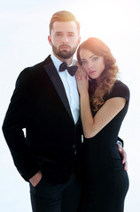 Beautiful elegant couple on dark background