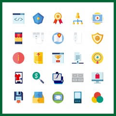 25 internet icon. Vector illustration internet set. video player and usb icons for internet works