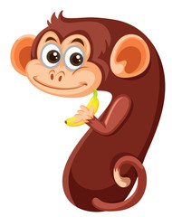 Cute monkey number seven character