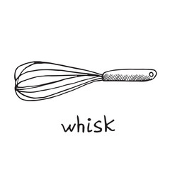 Whisk, hand drawn doodle sketch, black and white vector illustration - 230794389