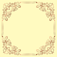 Decorative frame in vintage style. for registration of invitation, diplomas, cards, notebooks.