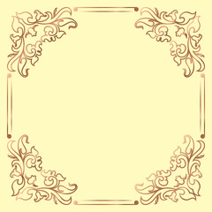 Decorative frame in vintage style. for registration of invitation, diplomas, cards, notebooks.