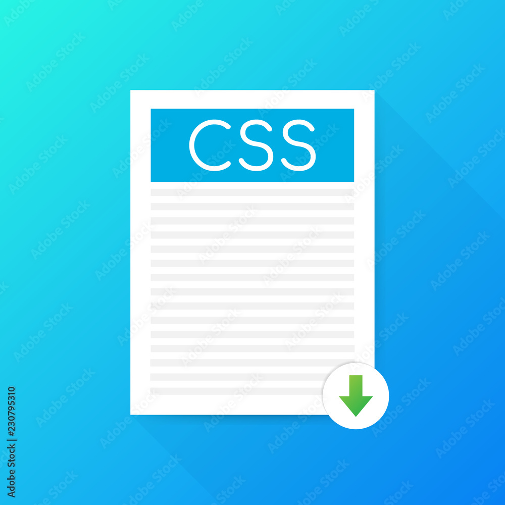 Poster download css button. downloading document concept. file with css label and down arrow sign. vector i