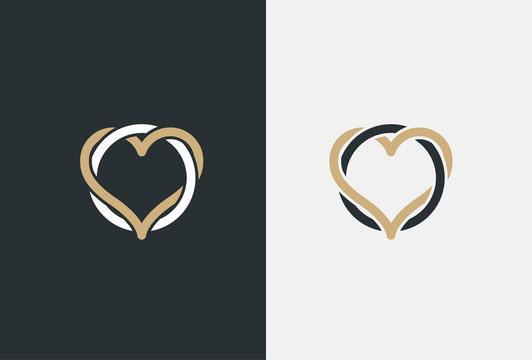 Heart Logo design vector template. St. Valentine day of love symbol Linear style. Luxury Logotype concept icon