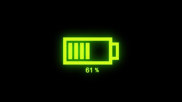 Animated Digital Battery Loading/
Animation of a digital smartphone or computer device battery icon energy loading