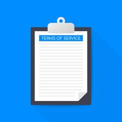 Terms of service. Document icon. Top view. Terms of use, terms and conditions concepts.   Vector illustration.
