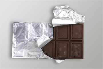 Chocolate bar wrapped in foil