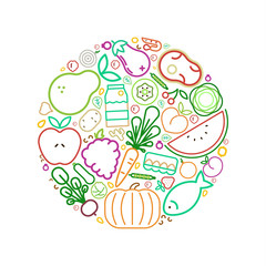 Healthy eating concept with outline food icon