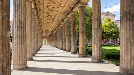 Colonnade pillars in Berlin, Germany, low angle