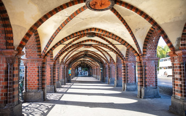 Arches and columns, Oberbaum bridge, Friedrichshain, Kreuzberg in Berlin Germany