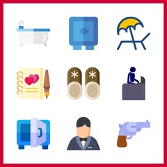 hotel icon. guests book and reception vector icons in hotel set. Use this illustration for hotel works.