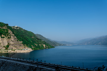 Obraz na płótnie Canvas Tehri Dam Lake, Terhi hydro power plant