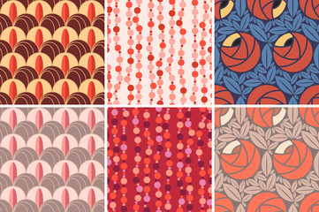 Set of seamless patterns in Art Deco style - 230799332