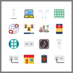 mobile icons set. screen, view, wall and text message graphic works