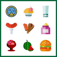 snack icon. cupcake and hot dog vector icons in snack set. Use this illustration for snack works.