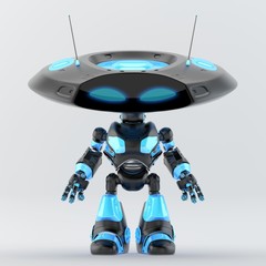 Cartoonish robotic ufo, 3d render